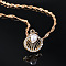 Alloy Crystal Rhinestone Shell Shaped Pendant Necklaces for Women, with Imitation Pearl, White, Golden, 16.54 inch(42cm)