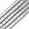 Electroplated Non-magnetic Synthetic Hematite Beads Strands, Square, 2-Hole, Silver, 6x6x3mm, Hole: 1.2mm, about 69pcs/strand, 15.55 inch(39.5cm)