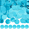 500Pcs PVC Plastic Pendants, Flat Round, Cyan, 24.5x0.2mm, Hole: 1.4mm