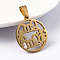 304 Stainless Steel Pendants, Flat Round, Golden, 28x25x2mm, Hole: 9x4mm