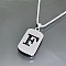 Rectangle with Laser Cut Letter 201 Stainless Steel Initial Pendant Necklaces, Stainless Steel Color, Letter F, 23.62 inch(60cm)