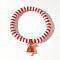 Christmas 304 Stainless Steel Enamel Charm Bracelets, Polymer Clay Heishi Beads Stretch Bracelets for Women, Red, Mushroom, 6.89 inch(17.5cm)