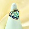 Ocean Styles Brass Cuff Rings for Women, with Natural Paua Shell, Triangle, Real 18K Gold Plated, 18.5mm
