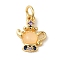 Brass Micro Pave Colorful Cubic Zirconia Glass Pendants, Real 18K Gold Plated, Teapot, 13x9.5x2.8mm, Hole: 3.2mm