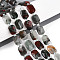 Natural Africa Bloodstone Beads Strands, Rectangle, Faceted, with Seed Beads, 11.5~12x8x4~5mm, Hole: 0.9mm, about 26~27pcs/strand, 14.57~15.08''(37~38.3cm)