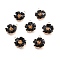 Alloy Enamel Pendants, Hibiscus Flower, Light Gold, Black, 23x19.5x6mm, Hole: 2mm