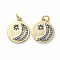 Brass Micro Pave Clear Cubic Zirconia Pendants, with Jump Rings, Flat Round & Star & Moon, Gunmetal & Golden, 17x15x2mm, Hole: 3mm
