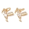 Brass Micro Pave Clear Cubic Zirconia Pendants, Bird Charms, Rack Plating, Long-Lasting Plated, Lead Free & Cadmium Free, with Jump Ring, Light Gold, 15x12x4mm, Hole: 4mm