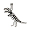 304 Stainless Steel Pendants,  Dinosaur Skeleton, Manual Polishing, Antique Silver, 38x62x17.5mm, Hole: 5.5x10mm