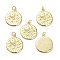 Brass Pendants, with Jump Rings, Long-Lasting Plated, Flat Round with Sun & Star & Moon, Real 18K Gold Plated, 21x19x3mm, Jump Ring: 5x1mm, 3mm Inner Diameter