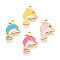 304 Stainless Steel Enamel Charms, Dolphin Charm, Ion Plating(IP), Real 14K Gold Plated, Mixed Color, 11.5x8.1x0.9mm, Hole: 1mm