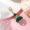Angel Glass Beaded & Alloy Pendant Decorations, Lobster Claw Clasp for Bag Ornaments, Dark Green, 48mm