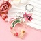 Resin & Acrylic & Faux Suede Tassel Keychain, with Alloy Clasp and Iron Rings, Letter G, 10cm