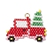 Christmas MIYUKI Delica Glass Seed Beaded Car & Christmas Tree Pendants, with 304 Stainless Steel Jump Rings, Red, 24x30x2mm, Hole: 3mm