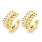 Brass Micro Pave Clear Cubic Zirconia Cuff Earrings, Round Ring, Real 18K Gold Plated, 14.5x7.5mm