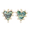 Brass Pave Natural Paua Shell Pendants, Heart Charm with ABS Plastic Pearls, Real 18K Gold Plated, Cadmium Free & Lead Free, Lasting Plated, Rack Plating, 35x32.5x5mm, Hole: 3.5mm