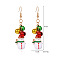 Christmas Alloy Dangle Earrings, with Enamel & Acrylic & Resin, Golden, Snowman, 61x16mm