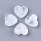 Acrylic Beads, Imitation Gemstone, Heart, Clear & White, 16.5x17.5x7.5mm, Hole: 2mm