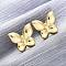 Brass Stud Earrings, Long-Lasting Plated, Lead Free & Cadmium Free, Real 18K Gold Plated, Butterfly, 17x20mm