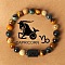 Twelve Constellations Natural Tiger Eye & Picture Jasper & Rhyolite Jasper Round & Column Beaded Stretch Bracelets for Women Men, with Gift Card, Capricorn, 2-3/8 inch(6cm)