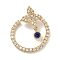 Brass Micro Pave Clear Cubic Zirconia Glass Pendants, Butterfly, Real 18K Gold Plated, 23x17x5mm, Hole: 2mm