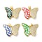 Brass Micro Pave Cubic Zirconia Pendants, with Enamel & Shell, Long-Lasting Plated, Lead Free & Cadmium Free, Real 18K Gold Plated, Butterfly, Mixed Color, 20x25x3mm, Hole: 4x5mm