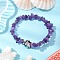 Natural Amethyst Chips Beads Stretch Bracelets, with Synthetic Turquoise Turtle, Jewely for Women, Inner Diameter: 2-1/8 inch(5.4cm)