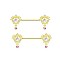 Brass Rhinestone Nipple Rings, Golden, Heart, 32mm
