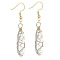 Crystal Hexagon Handmade Copper Wire Wrapped Earrings Natural Stone Column Earrings, Golden