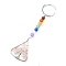 Natural Rose Quartz Keychains, with Metal Split Rings, Triangle, 11.5cm