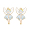 Rack Plating Alloy Enamel Pendants, Golden, Angel Fairy Charms, Light Sky Blue, 30x19x1.5mm, Hole: 1.8mm