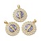 Flat Round with Virgin Mary Brass Micro Pave Cubic Zirconia Pendants, with Enamel & Shell, Long-Lasting Plated, Lead Free & Cadmium Free, Real 18K Gold Plated, Blue, 25.5x23x4mm, Hole: 5x3.5mm