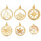 12Pcs 6 Styles Brass Pendants, Flat Round, Real 18K Gold Plated, 18~23.5x15~20x1.5~4.5mm, Hole: 1.2~3.2mm, 2pcs/style