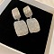 Rectangle Alloy Stud Dangle Earrings, Platinum, 55x29mm