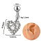 G23 Titanium Pave Clear Cubic Zirconia Curved Barbell Cartilage Earrings, Platinum, Heart, Bar Length: 8mm, Pin: 1.2mm