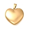 304 Stainless Steel Pendants, Heart Charm, Golden, 34.5x35x12mm, Hole: 8.5x5mm