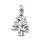Christmas Brass Micro Pave Cubic Zirconia Pendants, Rack Plating, Long-Lasting Plated, Cadmium Free & Lead Free, Platinum, Christmas Tree, 20.5x12x3mm, Hole: 1.2mm
