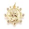 Brass Pendants, with Cubic Zirconia, Flower with Human, Clear, Golden, 21x20x2mm, Hole: 2.5mm