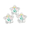 Transparent Printed Acrylic Beads, Star with Flower, Mixed Color, 20.5x22x10.5mm, Hole: 3mm