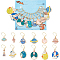 12Pcs 12 Style Flat Round & Rocket & Heart & Star Alloy Enamel Locking Stitch Markers, with 304 Stainless Steel Findings and Plastic Ear Nuts, Mixed Color, 34~55mm, Pin: 0.8mm, 1Pc/style