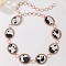 Alloy with Imitation Leather Cow Print Oval Link Chain Waist Belly Chains for Women, Black and White, Golden, 1300mm