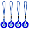 4Pcs Flat Round with Evil Eye Handmade Lampwork Pendant Decorations, Nylon Cord for Car Rear View Mirror Hanging Ornament, Blue, 165mm