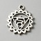 Chakra Zinc Tibetan Style Alloy Pendants, Antique Silver, Ohm/Aum, Vishuddha, 22.5x19x1.7mm, Hole: 1.8mm