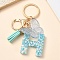 Resin & Acrylic & Faux Suede Tassel Keychain,  with Alloy Clasp and Iron Rings, Letter H, 9.6cm