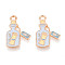 Alloy Enamel Pendants, Drift Bottle Charm, Light Gold, Light Steel Blue, 20x13.5x1mm, Hole: 1.8mm