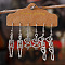 3 Pairs Halloween Zinc Alloy Dangle Earrings, Antique Silver, Skull, 43~59x10~13mm