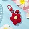 Flower Cotton Pendant Decorations, Alloy Swivel Clasps Charm for Bag Ornaments, Red, 72.5mm
