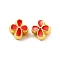 CCB Plastic European Beads, Large Hole Beads, Enamel Style, Flower, Red, 9x9x7.5mm, Hole: 4mm