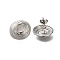 304 Stainless Steel Flat Round Stud Earrings for Women, Stainless Steel Color, 17x17.5mm