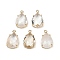 Natural Quartz Crystal Faceted Pendants, Rack Plating Brass Teardrop Charms, Golden, 22x13x6mm, Hole: 1.6mm